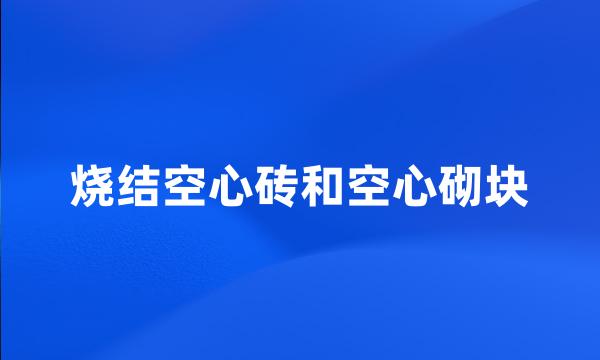 烧结空心砖和空心砌块