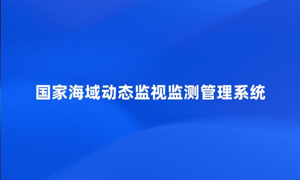 国家海域动态监视监测管理系统