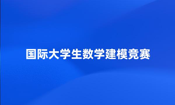 国际大学生数学建模竞赛