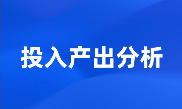 投入产出分析