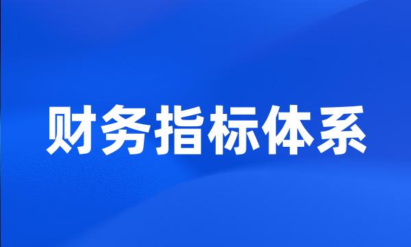 财务指标体系