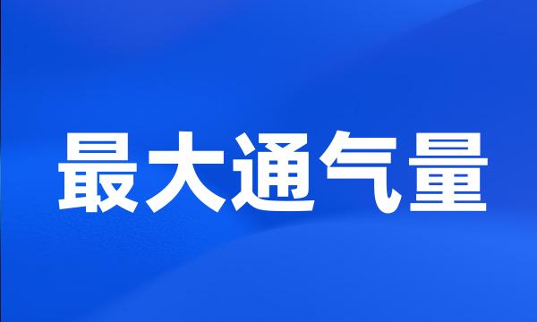 最大通气量