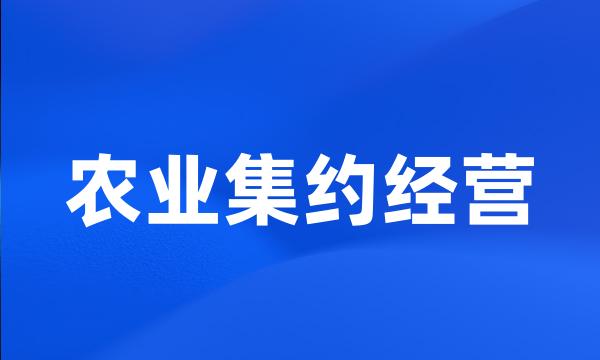 农业集约经营