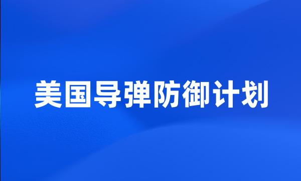 美国导弹防御计划