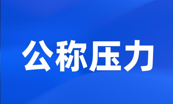 公称压力