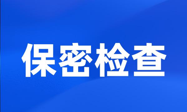 保密检查