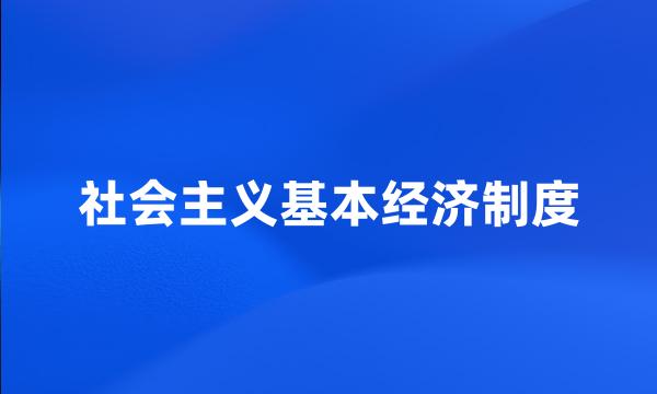 社会主义基本经济制度