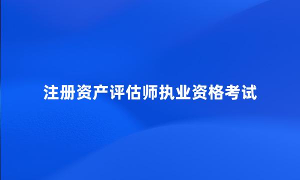 注册资产评估师执业资格考试