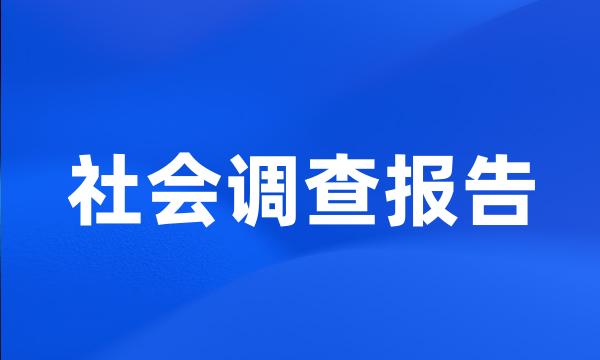 社会调查报告