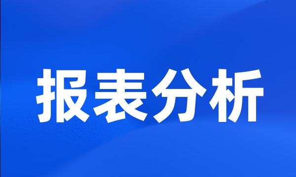 报表分析