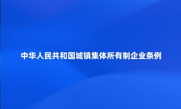 中华人民共和国城镇集体所有制企业条例