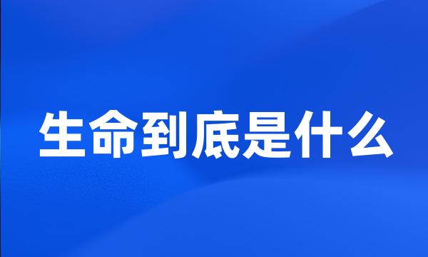 生命到底是什么