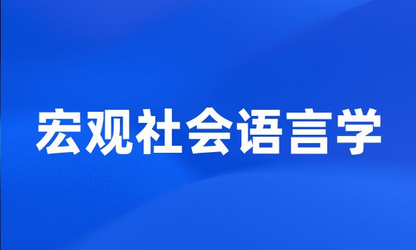 宏观社会语言学