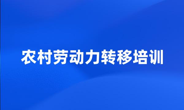 农村劳动力转移培训