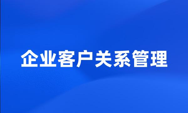 企业客户关系管理