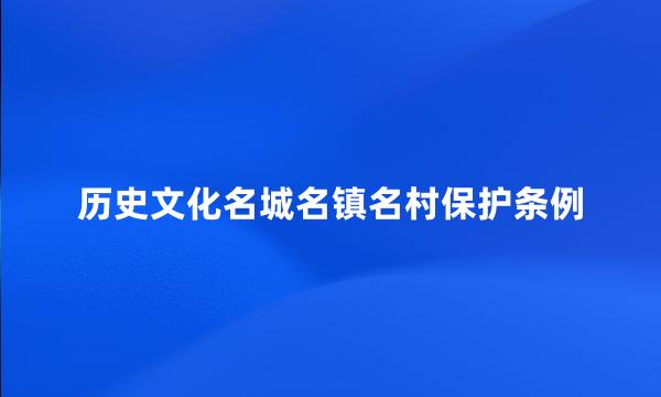 历史文化名城名镇名村保护条例