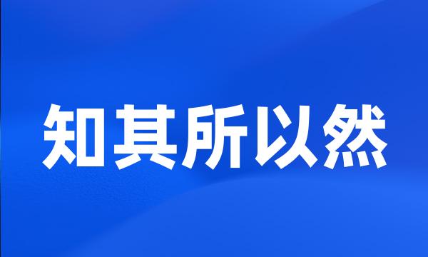 知其所以然