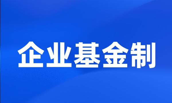 企业基金制