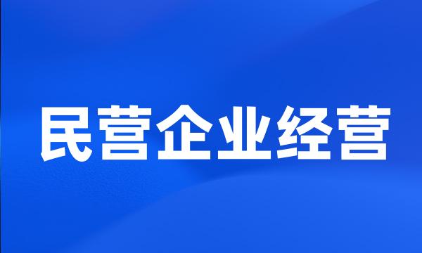 民营企业经营