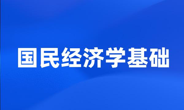 国民经济学基础