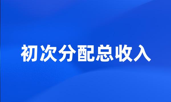 初次分配总收入