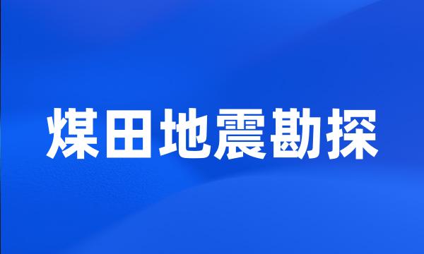 煤田地震勘探