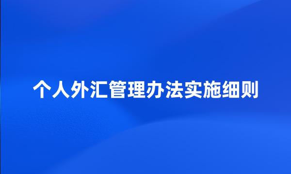 个人外汇管理办法实施细则