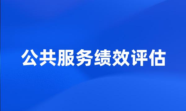 公共服务绩效评估