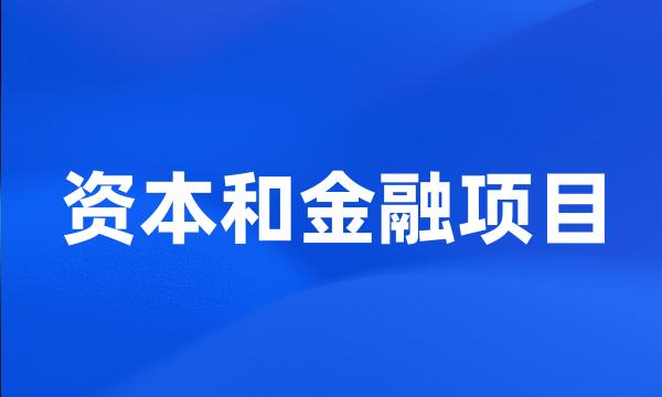 资本和金融项目