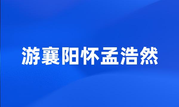 游襄阳怀孟浩然