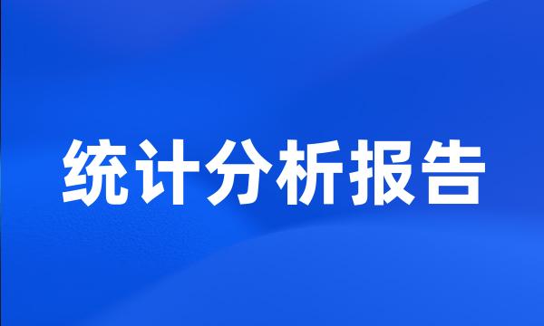 统计分析报告