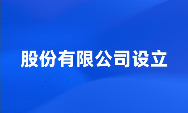 股份有限公司设立