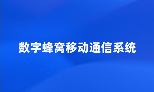 数字蜂窝移动通信系统