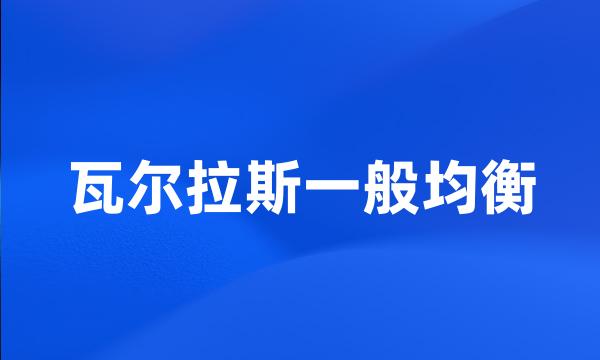 瓦尔拉斯一般均衡