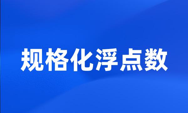 规格化浮点数