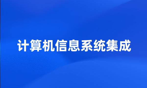 计算机信息系统集成