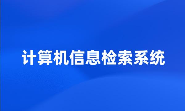 计算机信息检索系统