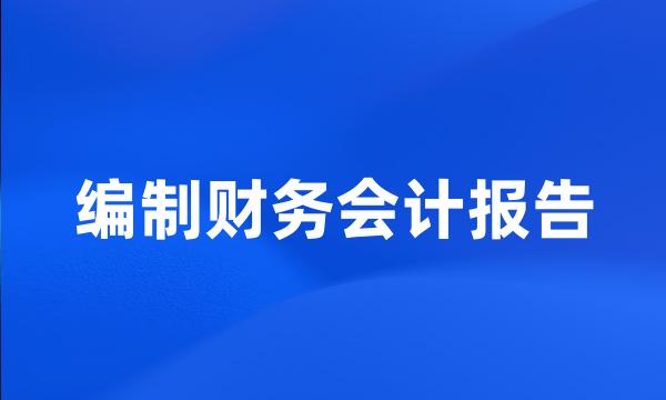 编制财务会计报告