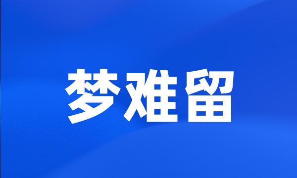 梦难留