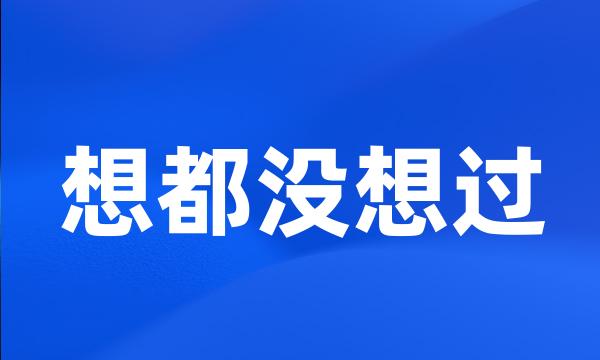 想都没想过