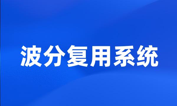 波分复用系统