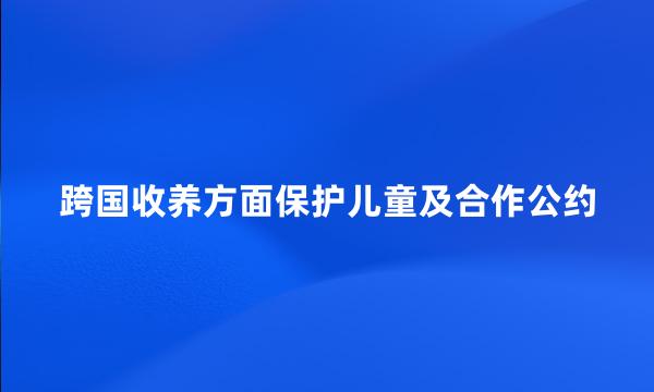 跨国收养方面保护儿童及合作公约