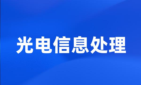 光电信息处理