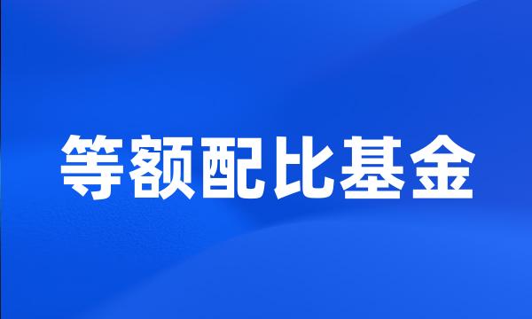 等额配比基金