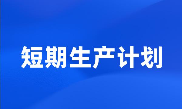 短期生产计划