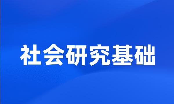 社会研究基础