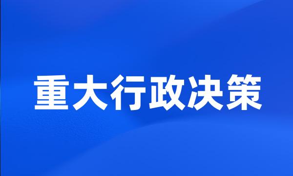 重大行政决策