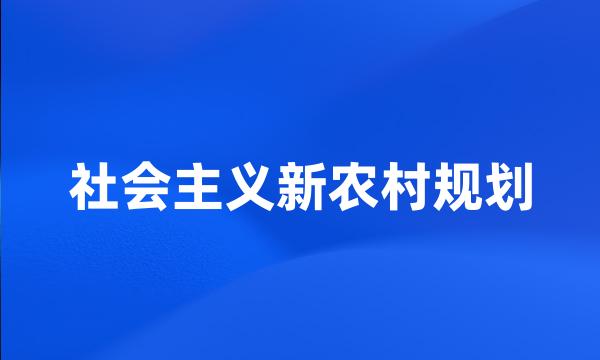 社会主义新农村规划