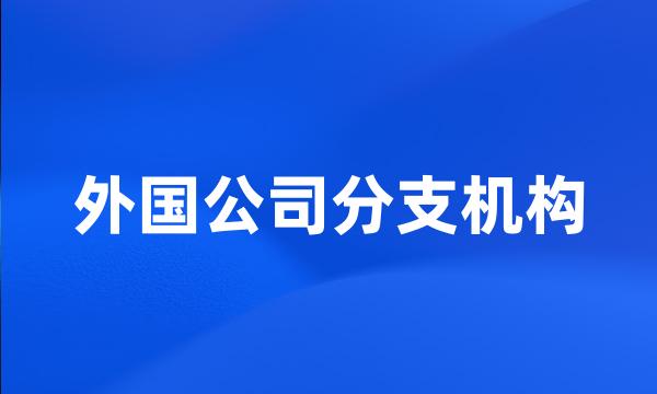 外国公司分支机构