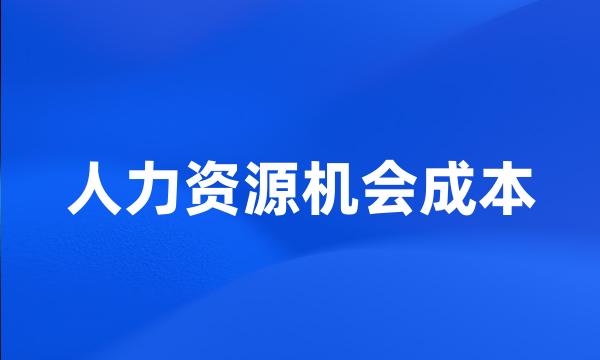 人力资源机会成本